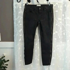 Free People Black Side Zip Slim Ankle Jeans, Size 28